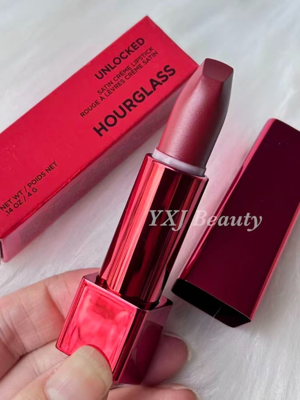 Hourglass Unlocked Satin Creme Lipstick~Red 0~Full Size 4g/0.14oz~New In Box